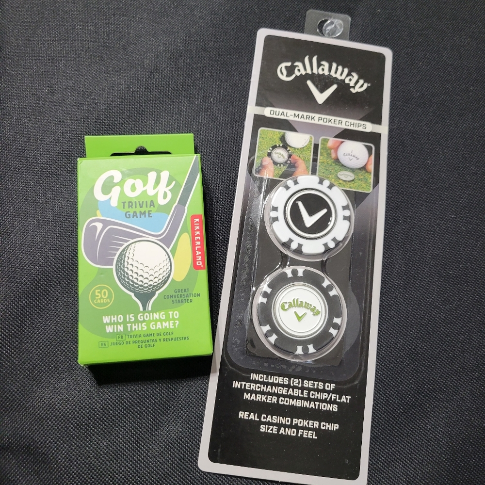 Callaway DUAL-MARK POKER CHIPS and Kikkerland Sports Series Total Golf Trivia
